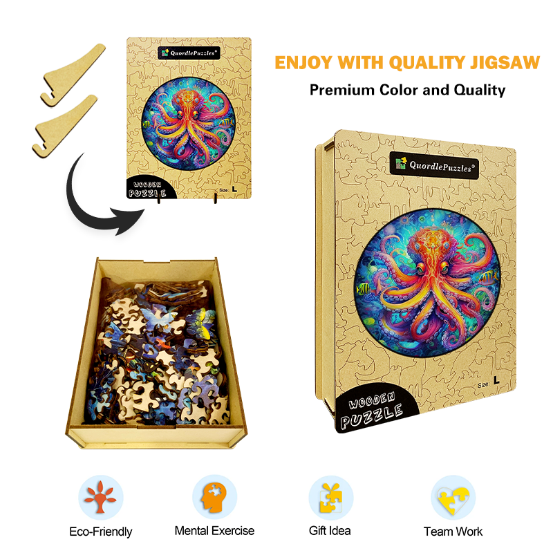 Octopus Vibrant Wooden Jigsaw Puzzle