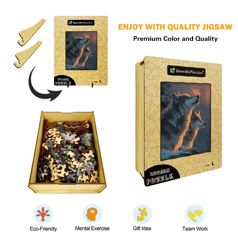 Gray Wolves Wooden Jigsaw Puzzle