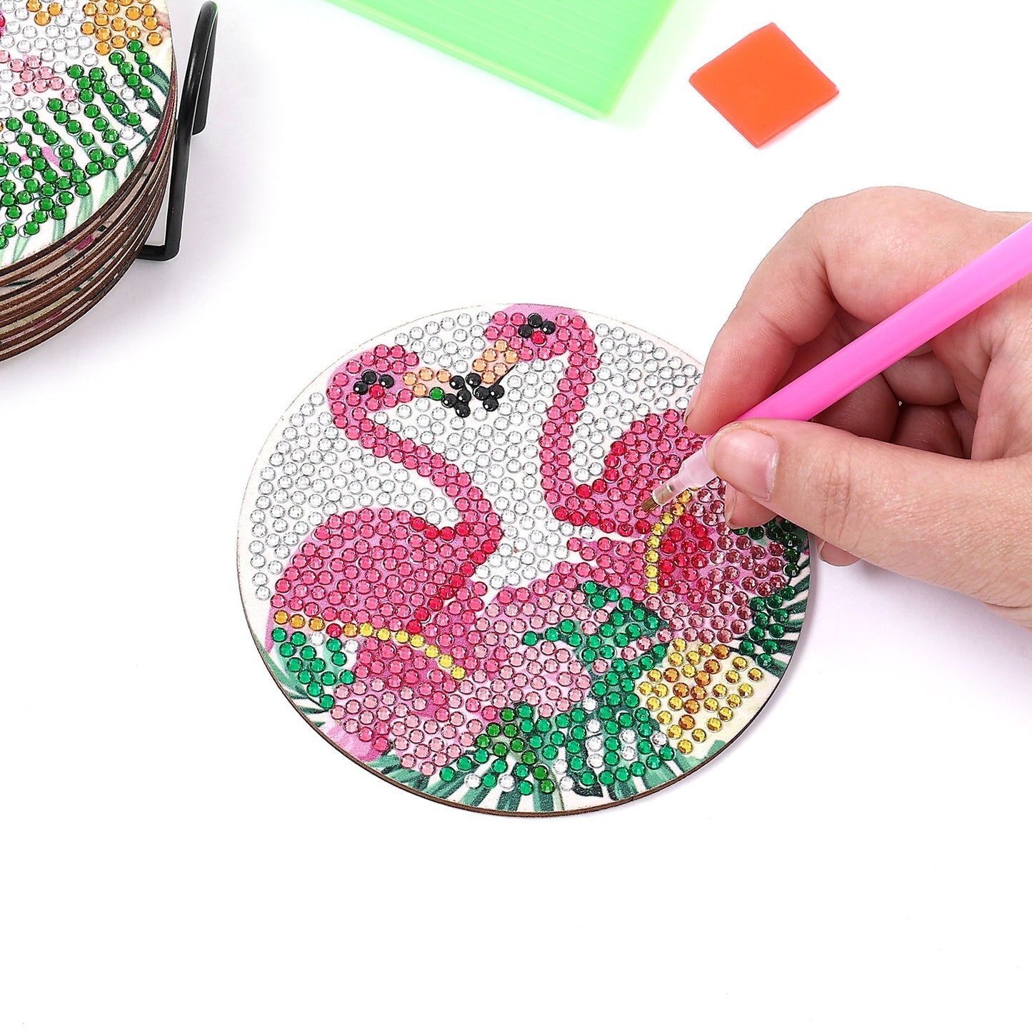 DIY Flamingo Diamond Painting Coasters