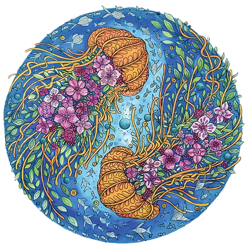 Twin Jellyfish Wooden Jigsaw Puzzle