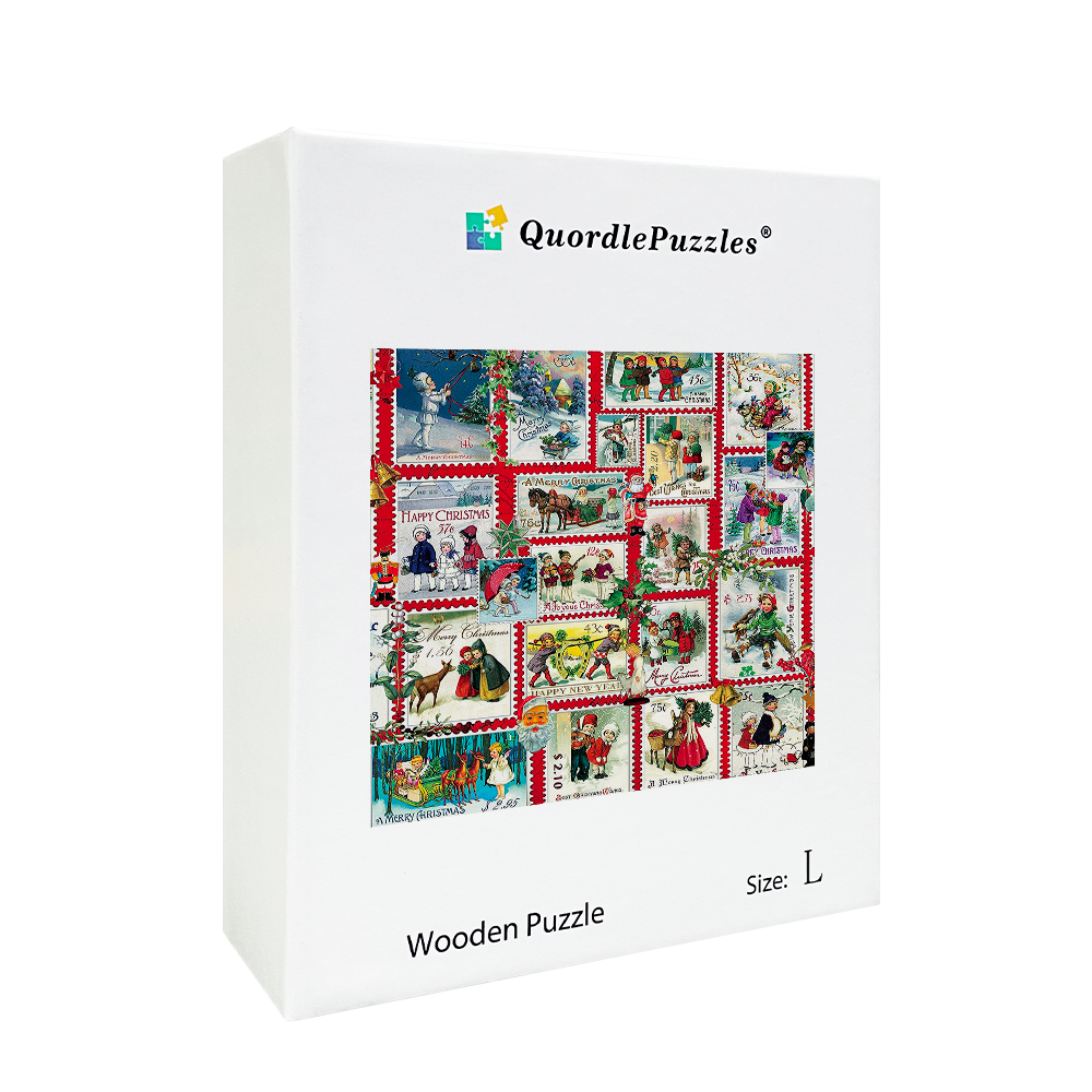 Christmas Stamps Wooden Jigsaw Puzzle