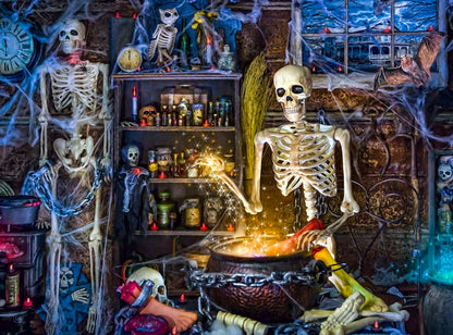 Skeleton's Stew Halloween Wooden Jigsaw Puzzle