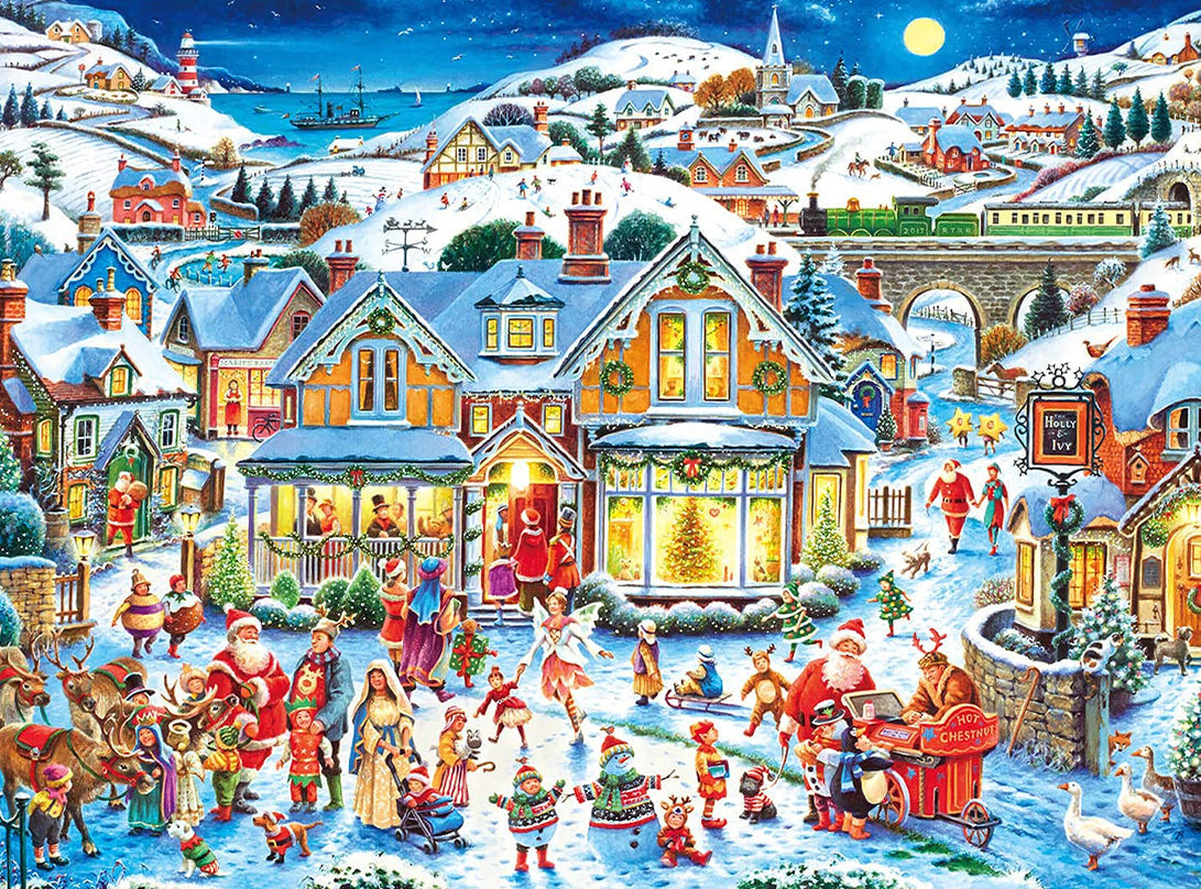 Snow Scene in Christmas Warm Wooden Jigsaw Puzzle