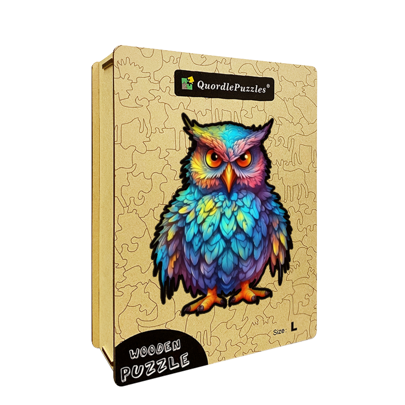 🔥LAST DAY 92% -Owl With Colorful Feathers Wooden Jigsaw Puzzle