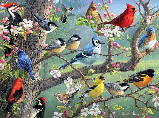 Fåglar i en fruktträdgård Träpussel