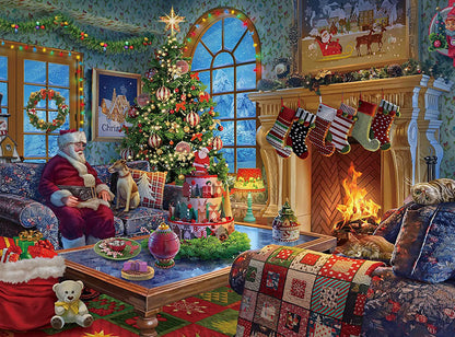 Santa Claus, Fireplace, Christmas Tree & Warm Christmas