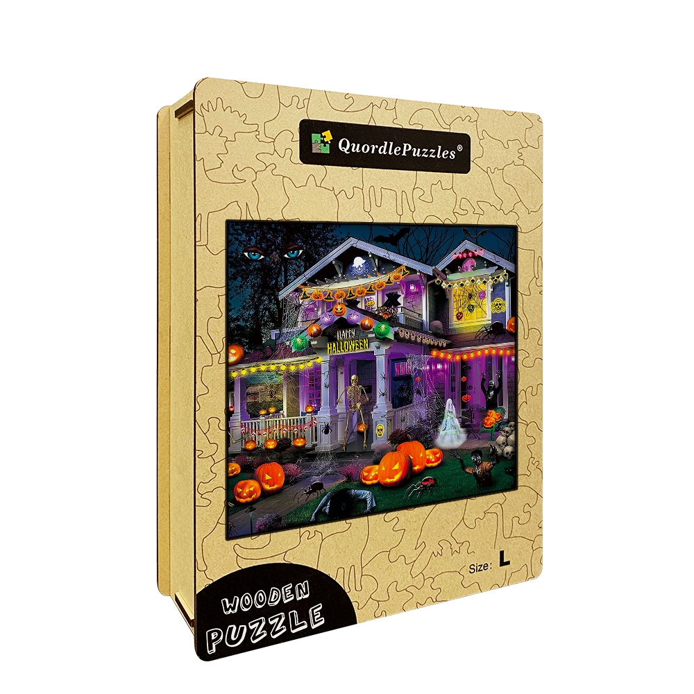 Halloween-Haus-Holzpuzzle