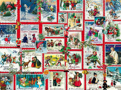Christmas Stamps Wooden Jigsaw Puzzle