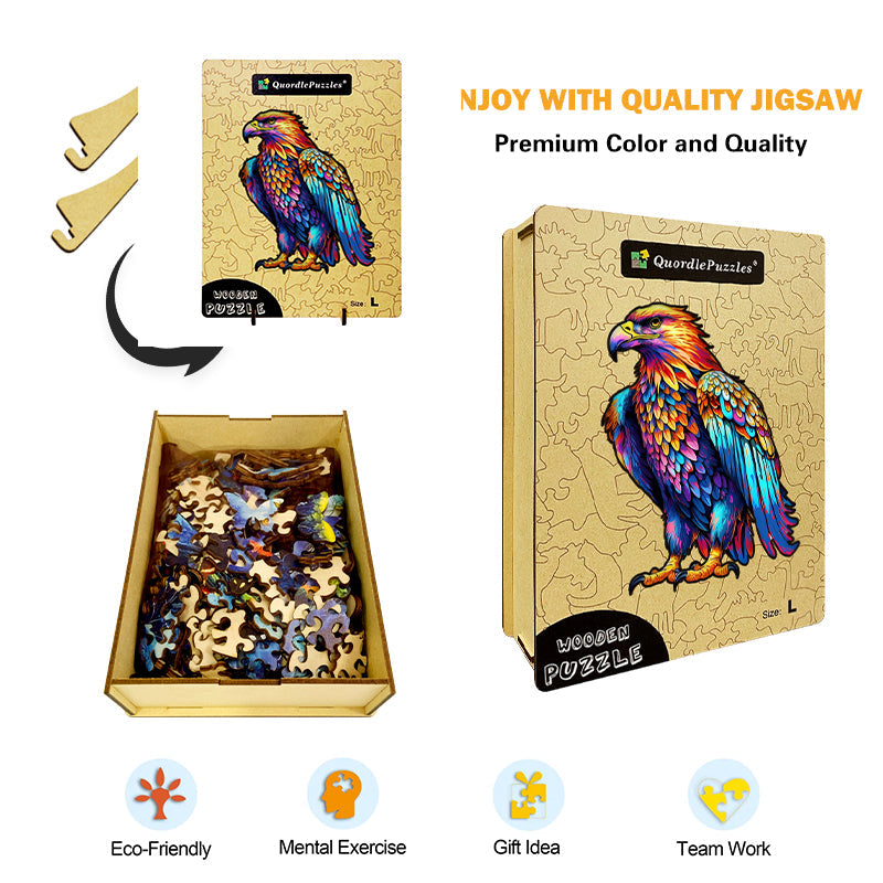 🔥LAST DAY 92% -Colorful Eagle Art Wooden Jigsaw Puzzle